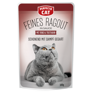 Perfecto Cat Feines Ragout - Rind & Truthahn 100g
