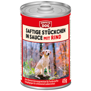 Perfecto Dog Saftige Stückchen in Soße mit Rind 415g - Für kleine Hunde