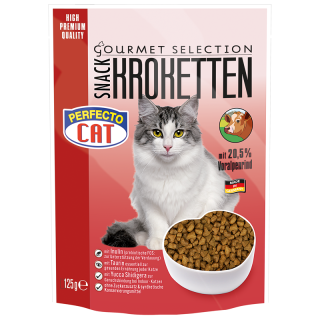 Perfecto Cat Gourmet Selection Kroketten-Snack mit 20,5% Voralpenrind 125g