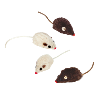 Perfecto Fun Plüsch-Mäuse mit Rassel 4 Stück, 5cm