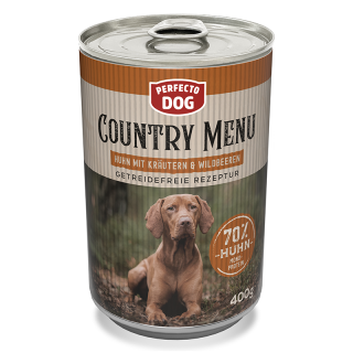 Perfecto Dog Country Menu Premium Paté Huhn mit Kräutern & Wildbeeren 400g