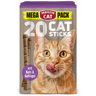Perfecto Cat MEGA PACK 20 Catsticks mit Kalb & Geflügel 100g